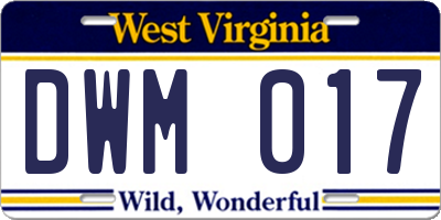 WV license plate DWM017