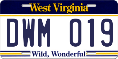 WV license plate DWM019