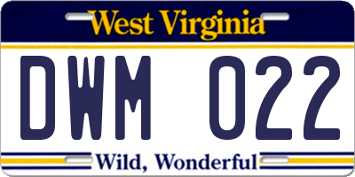 WV license plate DWM022