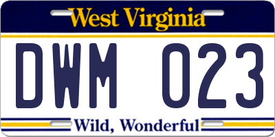 WV license plate DWM023