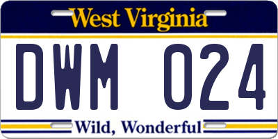 WV license plate DWM024