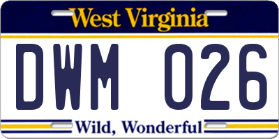 WV license plate DWM026