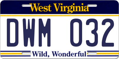 WV license plate DWM032