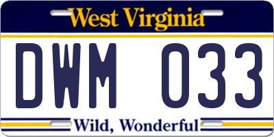 WV license plate DWM033
