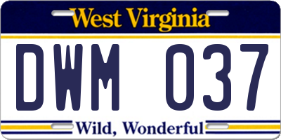 WV license plate DWM037