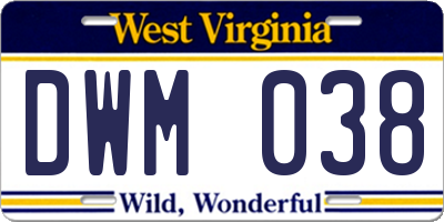 WV license plate DWM038