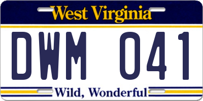 WV license plate DWM041