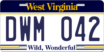 WV license plate DWM042