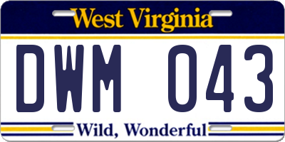 WV license plate DWM043