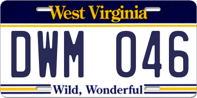 WV license plate DWM046