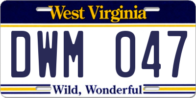 WV license plate DWM047
