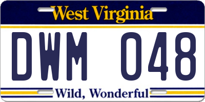 WV license plate DWM048