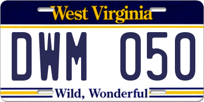 WV license plate DWM050