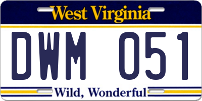 WV license plate DWM051
