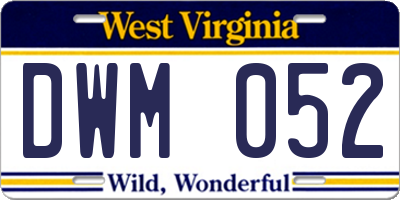 WV license plate DWM052