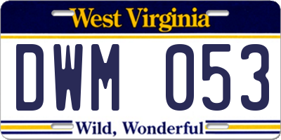 WV license plate DWM053