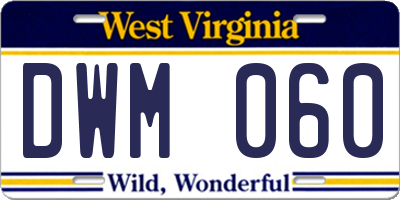 WV license plate DWM060