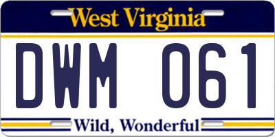 WV license plate DWM061