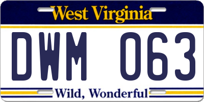 WV license plate DWM063