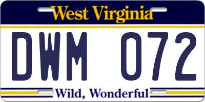 WV license plate DWM072