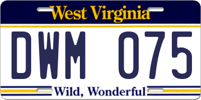 WV license plate DWM075