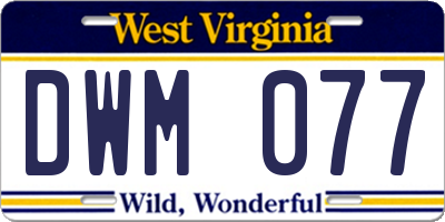 WV license plate DWM077