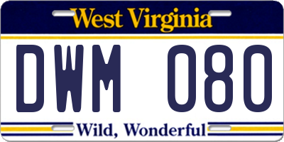 WV license plate DWM080