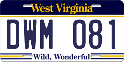 WV license plate DWM081