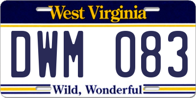 WV license plate DWM083