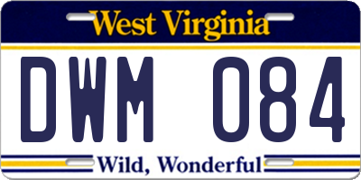 WV license plate DWM084
