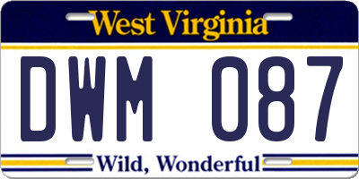 WV license plate DWM087