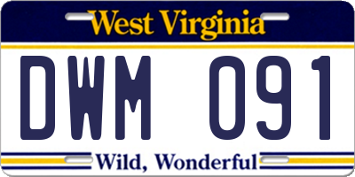 WV license plate DWM091