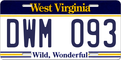 WV license plate DWM093