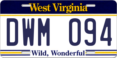 WV license plate DWM094