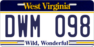 WV license plate DWM098