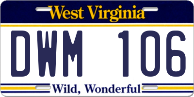 WV license plate DWM106