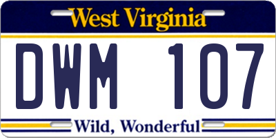 WV license plate DWM107