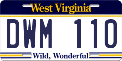 WV license plate DWM110