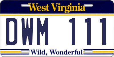 WV license plate DWM111