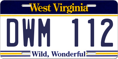WV license plate DWM112