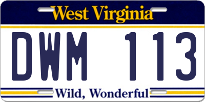 WV license plate DWM113