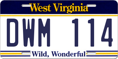 WV license plate DWM114