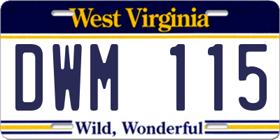 WV license plate DWM115