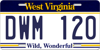 WV license plate DWM120