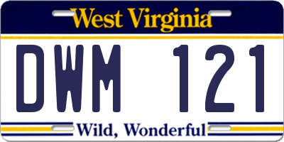 WV license plate DWM121