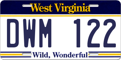 WV license plate DWM122