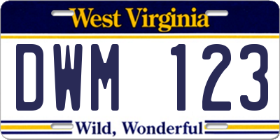 WV license plate DWM123