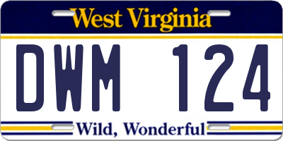 WV license plate DWM124