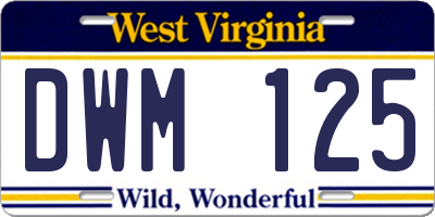 WV license plate DWM125