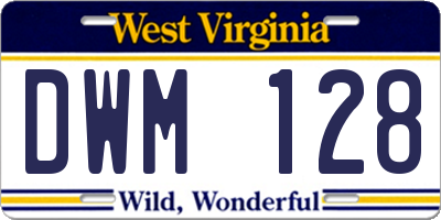 WV license plate DWM128